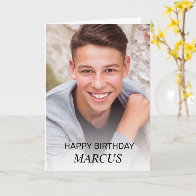 Carte Ado Garçon Joyeux Anniversaire Photo Parents Fille (Fleur jaune)