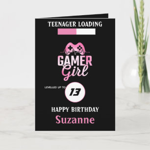 Carte Adolescent Chargement Gamer Girl Leveled Up