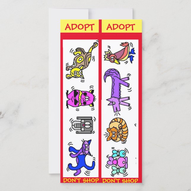 Carte Adoptez Don't Shop, Animal Rescue, Signets (Devant)