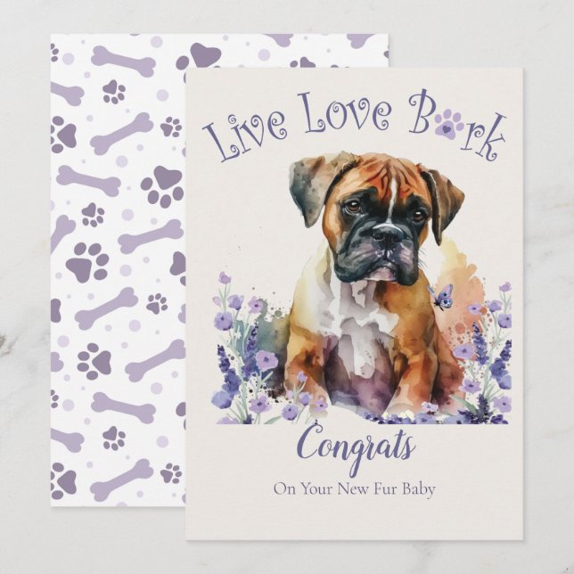 Carte Adoption de chien Boxer, Jour de Gotcha (Devant / Derrière)