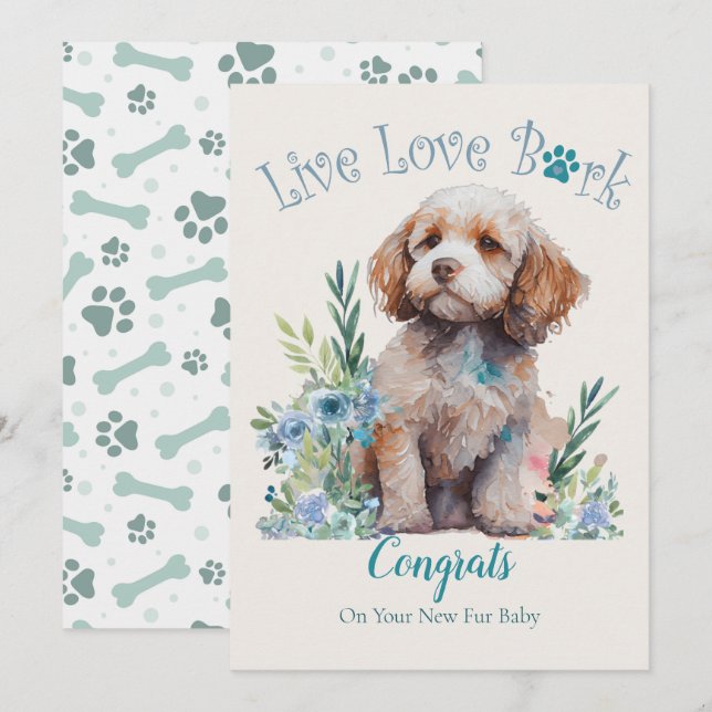 Carte Adoption de chien de Cockapo, Jour de la Gotcha (Devant / Derrière)