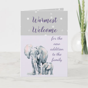 Carte Adoption Nouvelle addition Cute Baby Elephant