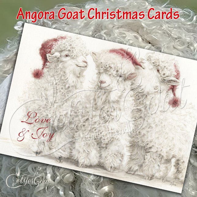 Carte Adorable Angora Goat Christmas Trio  (Créateur téléchargé)