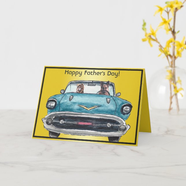 Carte Adorable berger allemand Fête des pères d'aquarell (Fleur jaune)