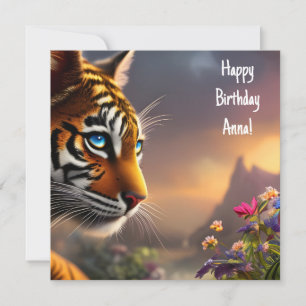 Carte Adorable Blue Eyed Tiger Cub Anniversaire