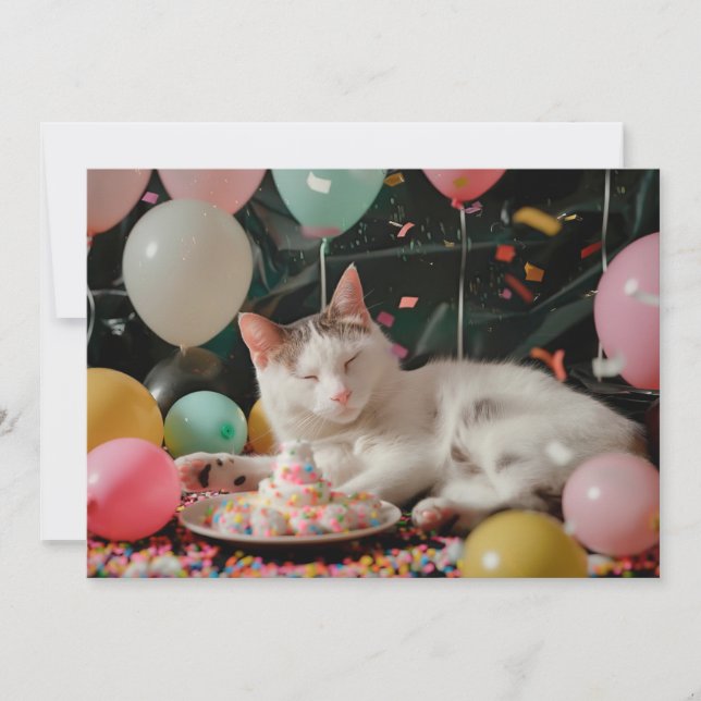 Carte Adorable Chat Anniversaire Design de fête (Devant)