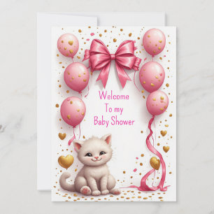 Carte Adorable Chaton Ballon Rose 🐱
