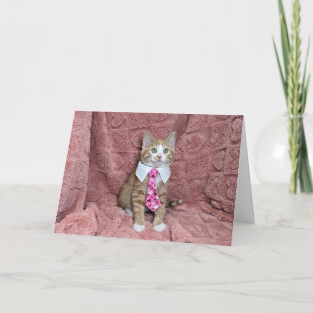Carte Adorable chaton orange et blanc Louie dans une cra (Devant)
