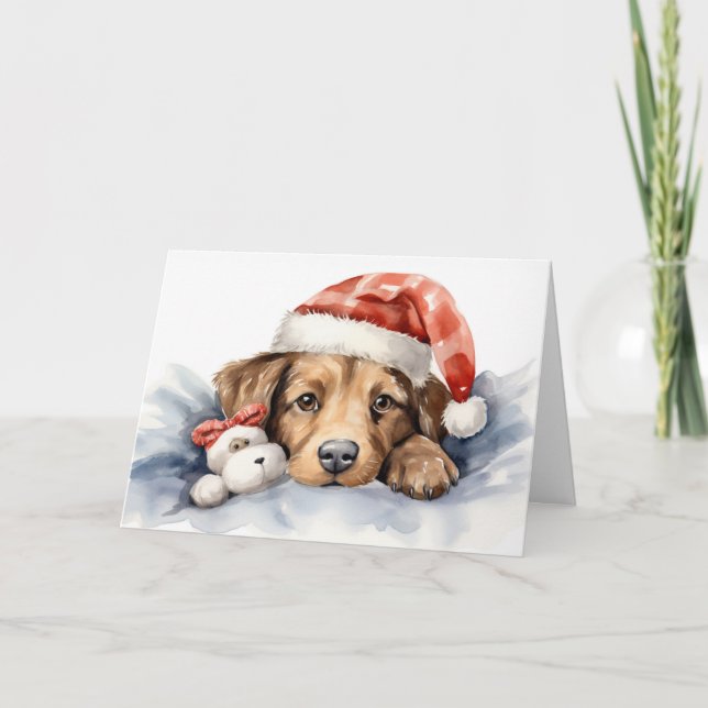 Carte adorable chien de Noël (Devant)