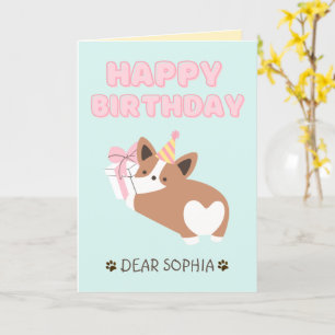 Carte Adorable Chiot dans un Casquette Joyeux Anniversai