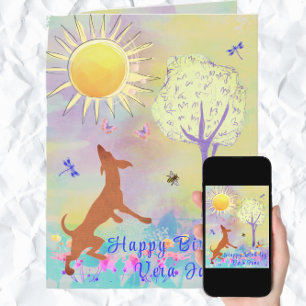 Carte Adorable Danse Chien Aquarelle Art Joyeux Annivers