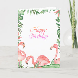 Carte Adorable Flamants roses roses Tropical Anniversair