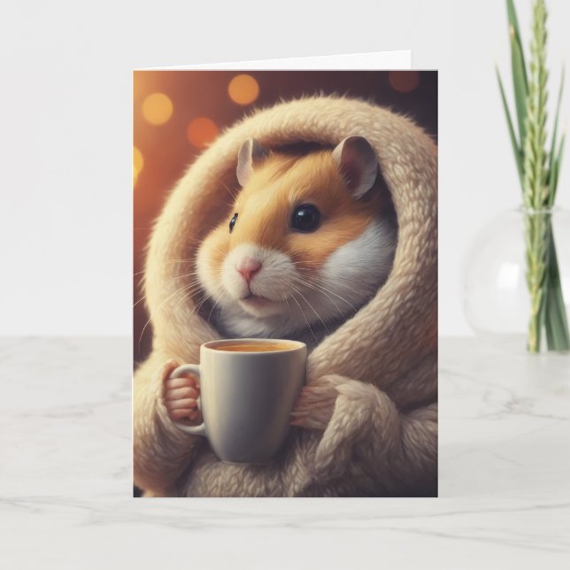 Carte Adorable Hamster Drôle Contient De La Mug De Café (Devant)