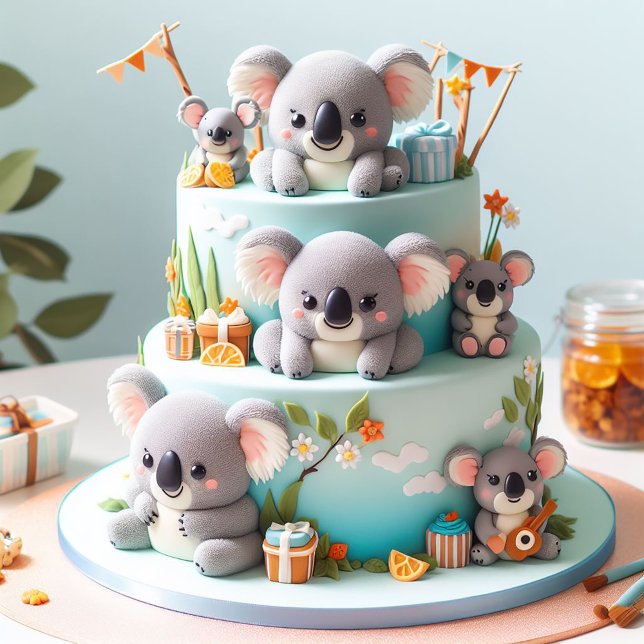 CARTE ADORABLE KOALA THEMME ANNIVERSAIRE DE ENFANT CAKE (Créateur téléchargé)