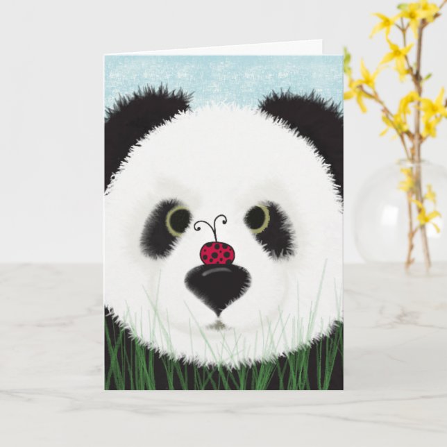 Carte Adorable Ours De Panda (Fleur jaune)