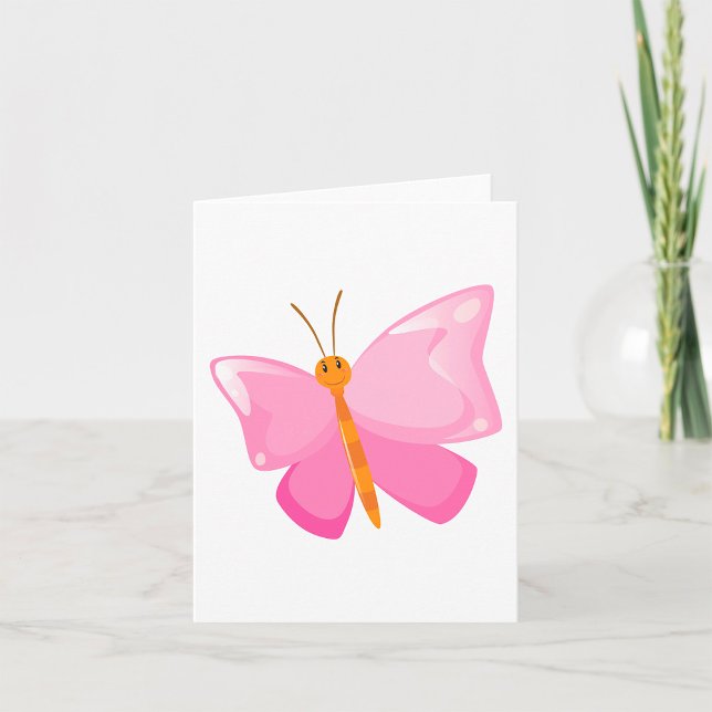 Carte adorable Papillon de dessin rose (Créateur téléchargé)
