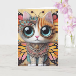Carte Adorable Papillon Fée de chats Toutes les occasion