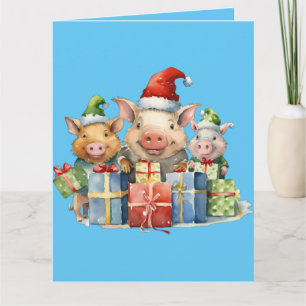 Carte Adorable Petit Petit Piggie Noël Salutation