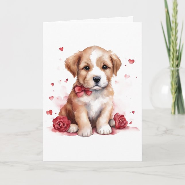 Carte Adorable Puppy Valentine's Day (Devant)
