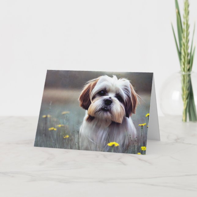 Carte Adorable Shih Tzu Anniversaire (Devant)
