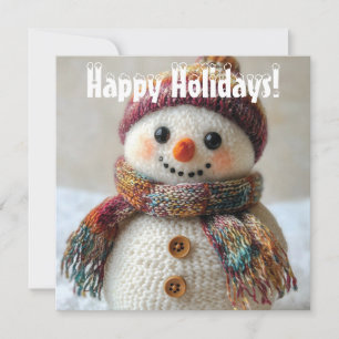Carte Adorable Snowman en laine avec Casquette et concep