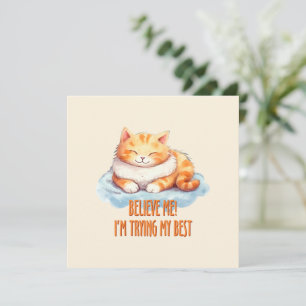 Carte Adorable Tabby Orange Chat - Je tente mon meilleur