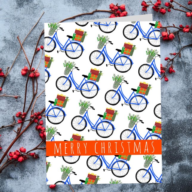 Carte Adorable Vélos de Noël Vacances cadeaux de Noël (Adorable Christmas Bicycle Holiday Xmas Gifts CUSTOM Card
)