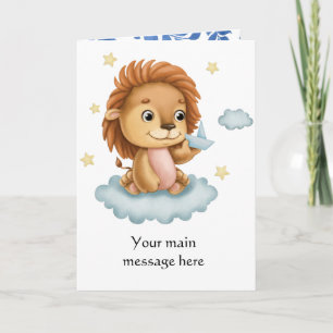 Carte Adorables Baby shower Ou Anniversaire De Lion