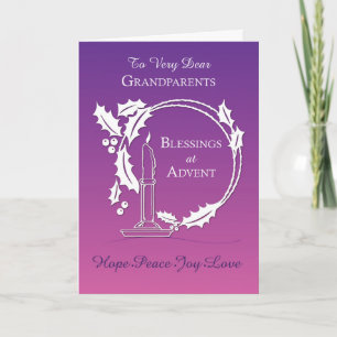 Carte Advent Grand-parents Bénédiction Wreath Candle Pur