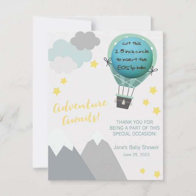 Carte Adventure Attend ! Baby shower EOS Lip Balm Favori (Devant)