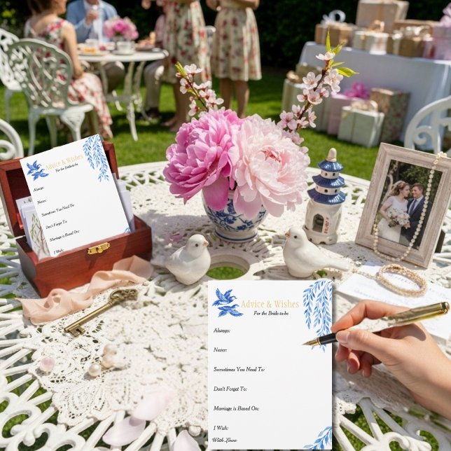 Carte Advice & Wishes  Bridal shower Blue Chinoiserie (
Advice & Wishes Bridal shower Blue Chinoiserie)