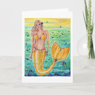 Carte Aelia Yellow mermaid art Par Renee L. Lavoie