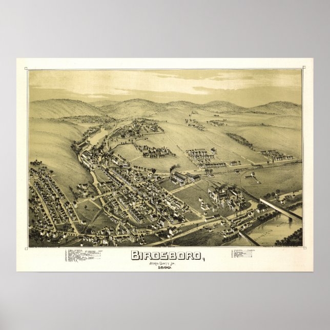 Carte aérienne Birdsboro PA Pennsylvania Poster Be (Devant)