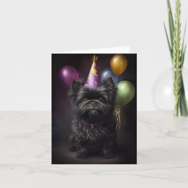 Carte Affenpinscher Chien Ballons d'anniversaire (Devant)