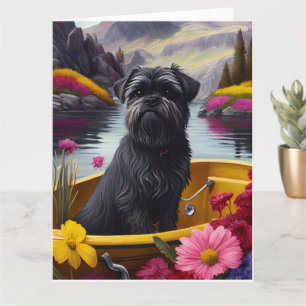 Carte Affenpinscher Chien sur une pagaie : une aventure 