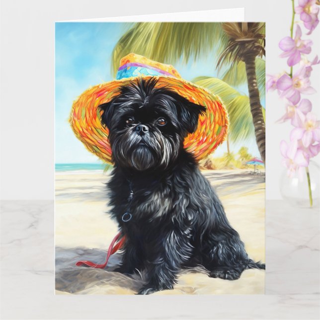 Carte Affenpinscher sur la plage, cadeau d'été pour les  (Orchidée)