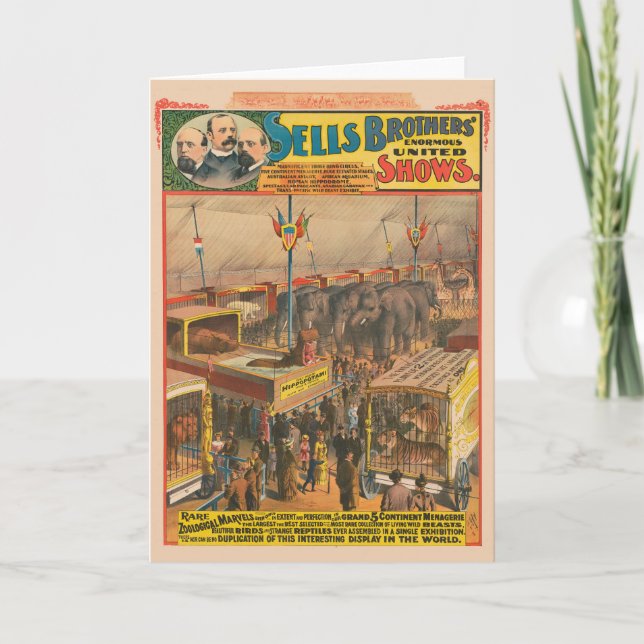 Carte Affiche De Cirque D'Animaux Exposés Dans Une Tente (Devant)