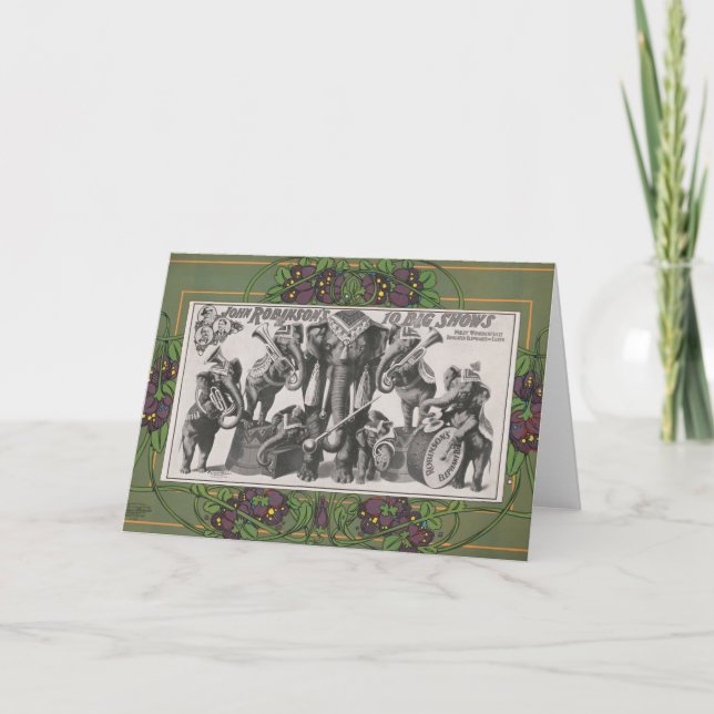 Carte Affiche De Cirque D'Éléphants Jouant D'Instruments (Devant)