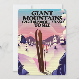 Carte Affiche de voyage dans les monts Géants Pologne.