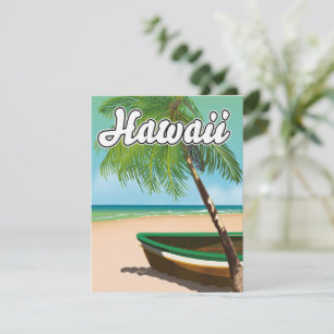 Carte Affiche de voyage de la plage tropicale d'Hawaii