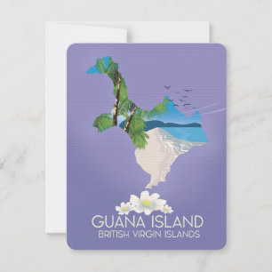 Carte Affiche de voyage de l'île Guana Îles Vierges brit