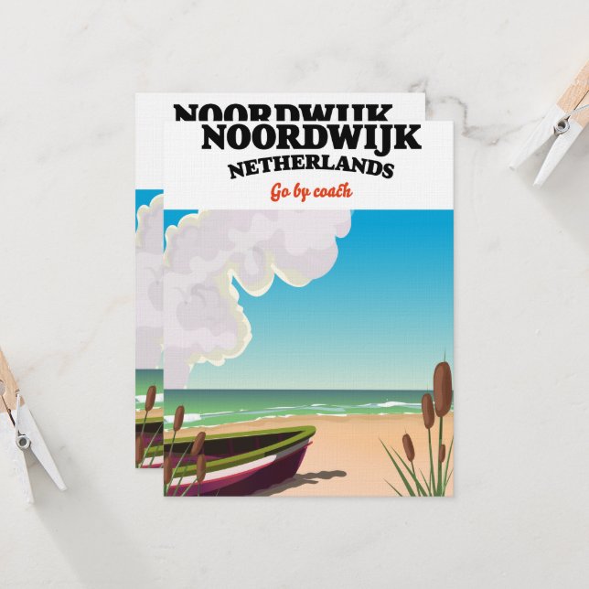 Carte Affiche de voyage de Noordwijk Pays-Bas (Devant/Arrière en situation)