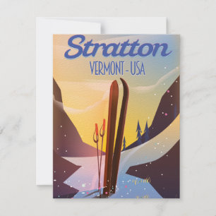 Carte Affiche de voyage de ski à Stratton Vermont