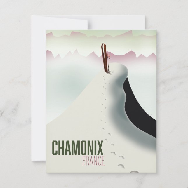 Carte Affiche de voyage de ski Chamonix France (Devant)