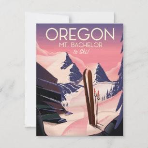 Carte Affiche de voyage de ski Mt.Bachelor Oregon