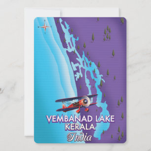 Carte Affiche de voyage du lac Vembanad, Inde