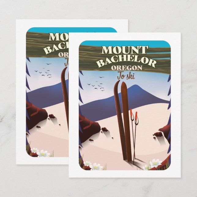 Carte Affiche de voyage du Mont Bachelor Oregon (Devant / Derrière)