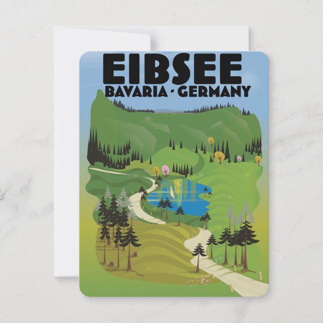 Carte Affiche de voyage Eibsee Allemagne. (Devant)
