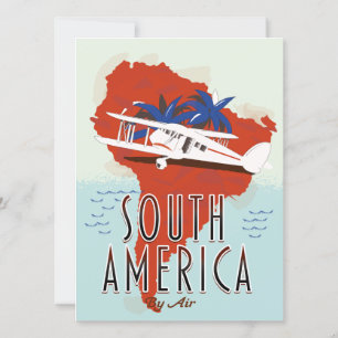 Carte Affiche de voyage en Amérique du Sud par avion