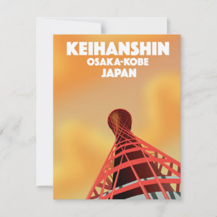 Carte Affiche de voyage Keihanshin Osaka Kobe Japon